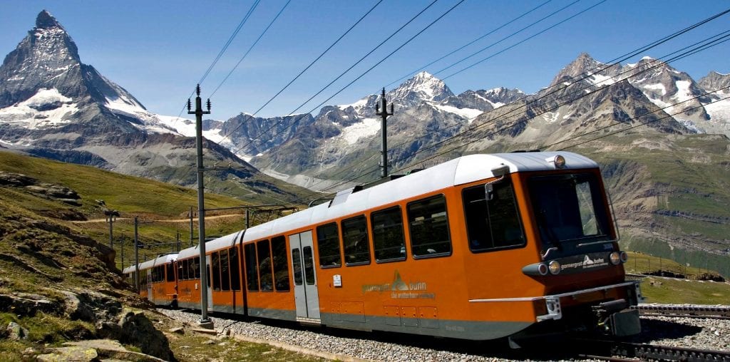 View of Matterhorn and Swiss Alps in 3 Day Swiss Rail Tour led by Echo Trails