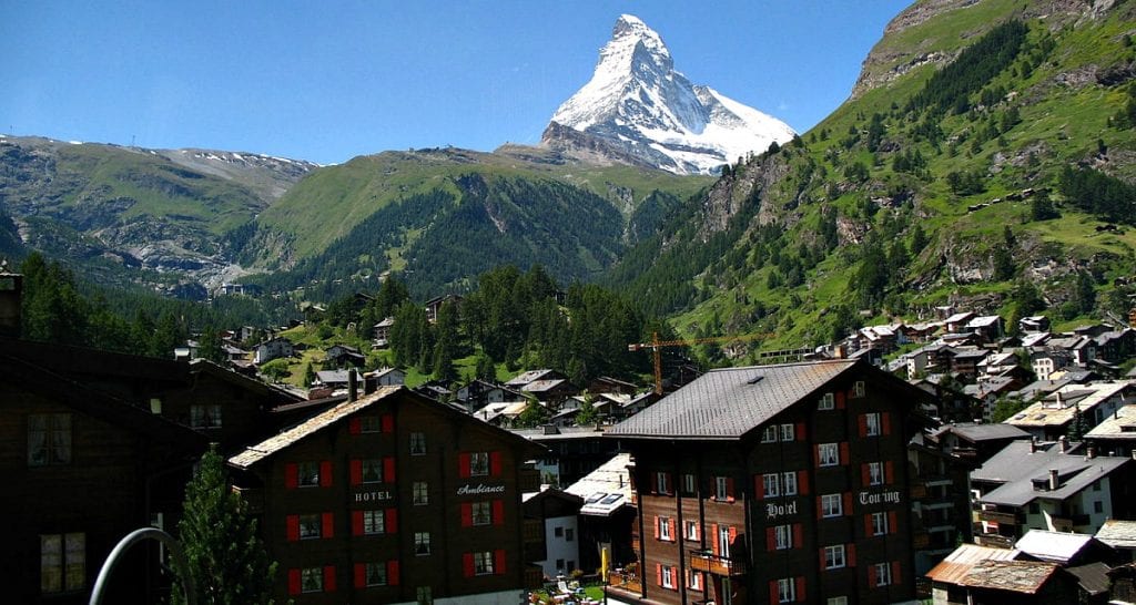 View of Zermatt and Swiss Alps in 3 Day Swiss Rail Tour led by Echo Trails