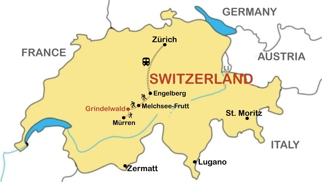 map of Switzerland and tours by Echo Trails